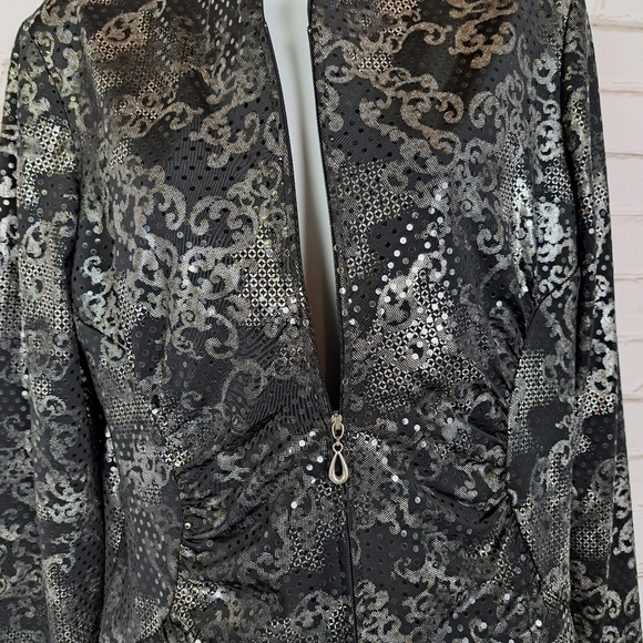 Joseph Ribkoff Artsy Geometric Sequined Ruched‎  Jacket - Picture 3 of 11